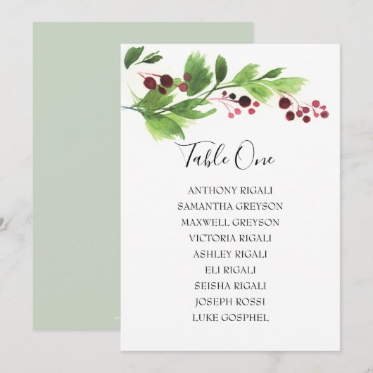 Tabel met het kerstrooster voor de Waterverf van d Kaart (Voorkant / Achterkant)