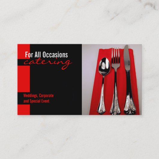 Tabel met het Visitekaartje Catering Food (Voorkant)