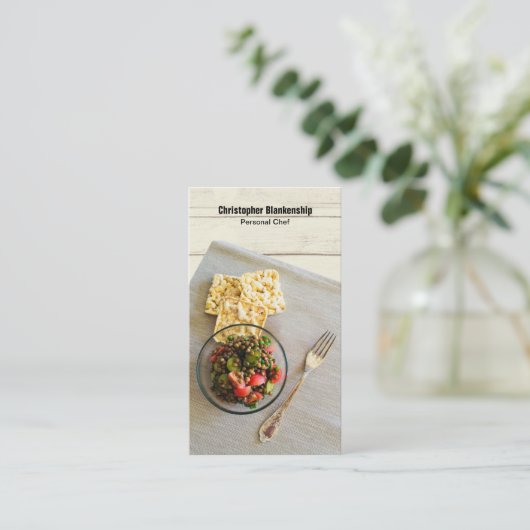 Tabel met Persoonlijke Chef Aangepaste Foto QR-cod Visitekaartje (Staand voorkant)