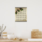 Tabel met receptie Zitgrafiek, pacock & feathers Poster (Keuken)