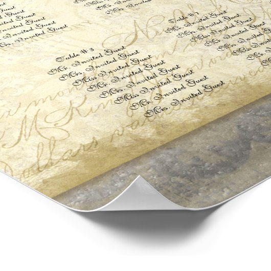 Tabel met receptie Zitgrafiek, pacock & feathers Poster (Hoek)