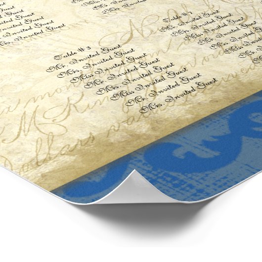 Tabel met receptie Zitgrafiek, pacock & feathers Poster (Hoek)