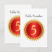 Tabel met rood eleganeringsmonogram kaart (Voorkant / Achterkant)