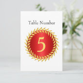 Tabel met rood eleganeringsmonogram kaart (Staand voorkant)