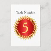 Tabel met rood eleganeringsmonogram kaart (Achterkant)