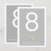 TABEL NUMBERS Bar Mitzvah ster van david grijs Kaart (Voorkant / Achterkant)