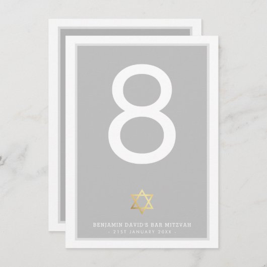 TABEL NUMBERS Bar Mitzvah ster van david grijs Kaart (Voorkant / Achterkant)