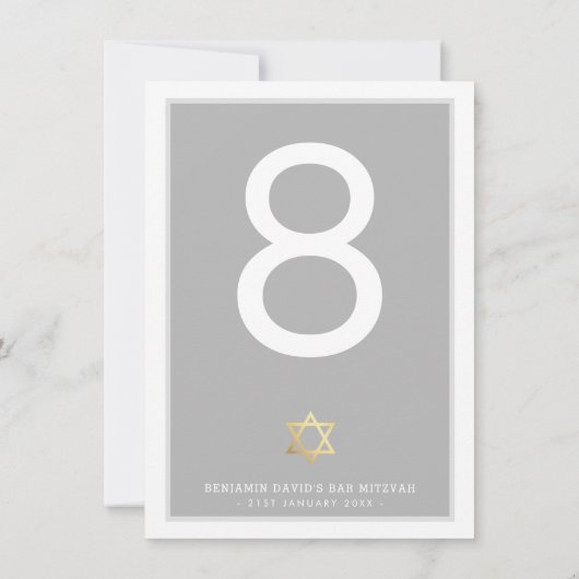 TABEL NUMBERS Bar Mitzvah ster van david grijs Kaart (Achterkant)