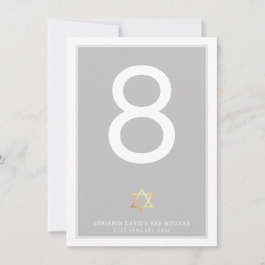 TABEL NUMBERS Bar Mitzvah ster van david grijs Kaart (Voorkant)