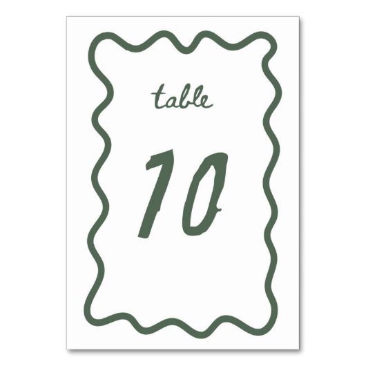 Tabel nummer 10 kaart (Achterkant)