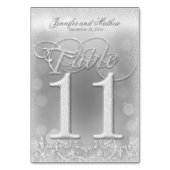 Tabel nummer 11 Elegante zilveren faux glitter Kaart (Achterkant)