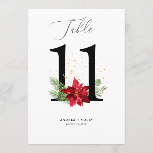 Tabel nummer 11 Gold Waterverf feestdag botanisch Programmakaart (Achterkant)