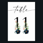 Tabel nummer 11 van Navy, Dusty Blue en Roze Flora Kaart<br><div class="desc">Maak je bruiloft of feesttafels af met je marine,  Dusty Blue en Pink Floral Table Number Kaart,  nummer 11. Ook beschikbaar in wisselbare aantallen. Bekijk hier ons collectie voor deze informatie: https://www.zazzle.com/collections/navy_dusty_blue_pink_blush_floral_invitations-119375130976041409?rf=238937196885903396</div>
