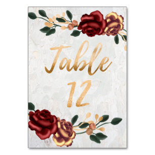 Tabel nummer 12 - Elegant Red Rose met Gold Detail Kaart