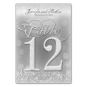 Tabel nummer 12 Elegante zilveren faux glitter Kaart (Achterkant)