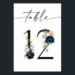 Tabel nummer 12 van Navy, Dusty Blue en Roze Flora Kaart<br><div class="desc">Maak je bruiloft of feesttafels af met je marine,  Dusty Blue en Pink Floral Table Number Kaart,  nummer 12. Ook beschikbaar in wisselbare aantallen. Bekijk hier ons collectie voor deze informatie: https://www.zazzle.com/collections/navy_dusty_blue_pink_blush_floral_invitations-119375130976041409?rf=238937196885903396</div>