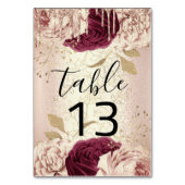Tabel nummer 13 Florals Roos Gold Marsala Burgundy Kaart (Achterkant)