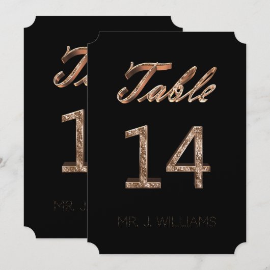 Tabel nummer 14 Black Gold Elegant Escort Kaart (Voorkant / Achterkant)