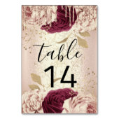 Tabel nummer 14 Floral Roos Marsala Burgundy Kaart (Achterkant)