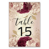 Tabel nummer 15 Floral Roos Marsala Burgundy Kaart (Achterkant)