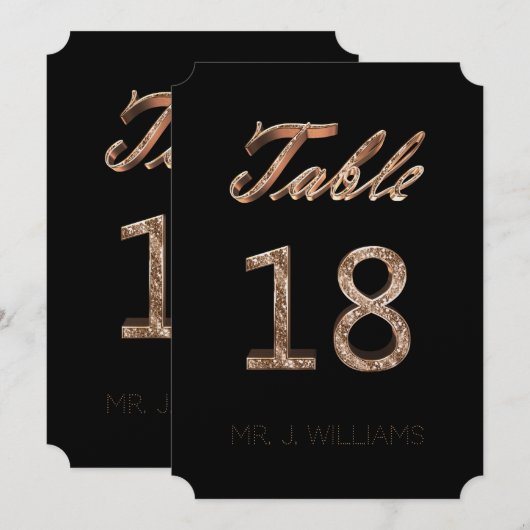 Tabel nummer 18 Black Gold Elegant Escort Kaart (Voorkant / Achterkant)