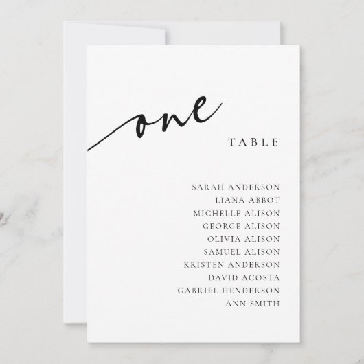 Tabel nummer 1 Een Zitplaatskaart Kaart (Voorkant)