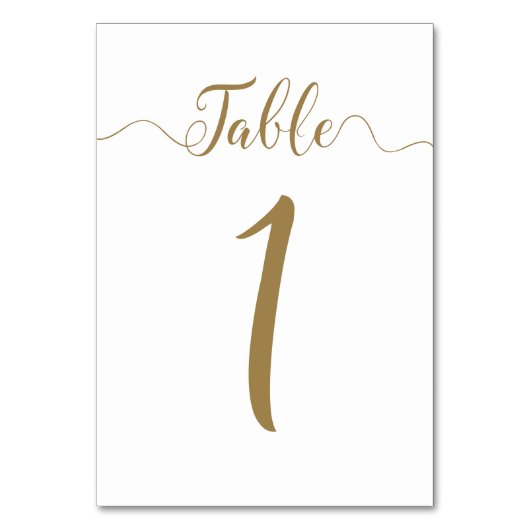 Tabel nummer 1 Gold Wedding Table Numbers Kaart (Voorkant)
