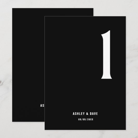 Tabel Nummer 1 Vet Zwart Trouwtafel Nummer Kaart (Voorkant / Achterkant)