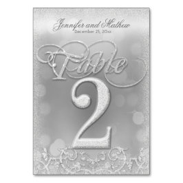 Tabel nummer 2 Elegante zilveren faux glitter Kaart