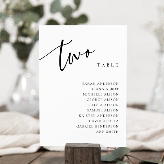 Tabel nummer 2 Twee Zitplaatskaart Kaart