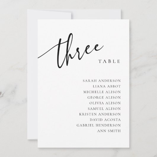 Tabel nummer 3 Drie Zitplaatskaart Kaart (Voorkant)