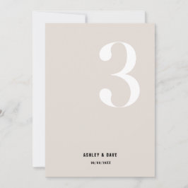 Tabel Nummer 3 Vet Beige Trouwtafel Nummer Kaart
