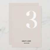 Tabel Nummer 3 Vet Beige Trouwtafel Nummer Kaart (Voorkant / Achterkant)