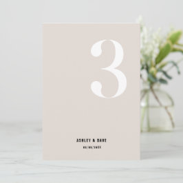Tabel Nummer 3 Vet Beige Trouwtafel Nummer Kaart