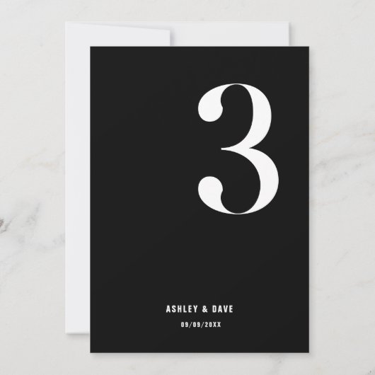Tabel Nummer 3 Vet Zwart Trouwtafel Nummer Kaart (Achterkant)