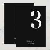 Tabel Nummer 3 Vet Zwart Trouwtafel Nummer Kaart (Voorkant / Achterkant)