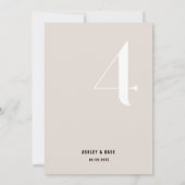 Tabel Nummer 4 Vet Beige Trouwtafel Nummer Kaart (Achterkant)