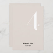 Tabel Nummer 4 Vet Beige Trouwtafel Nummer Kaart (Voorkant / Achterkant)