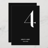 Tabel Nummer 4 Vet Zwart Trouwtafel Nummer Kaart (Voorkant / Achterkant)