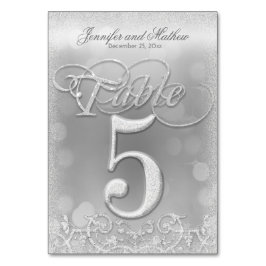 Tabel nummer 5 Elegante zilveren faux glitter Kaart