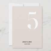 Tabel nummer 5 Vet Beige Trouwtafel nummer Kaart (Voorkant)