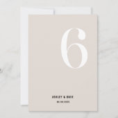 Tabel nummer 6 Vet Beige Trouwtafel nummer Kaart (Voorkant)