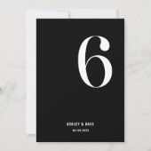 Tabel nummer 6 Vet Zwart Trouwtafel nummer Kaart (Voorkant)