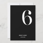 Tabel nummer 6 Vet Zwart Trouwtafel nummer Kaart (Achterkant)