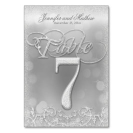 Tabel nummer 7 Elegante zilveren faux glitter Kaart