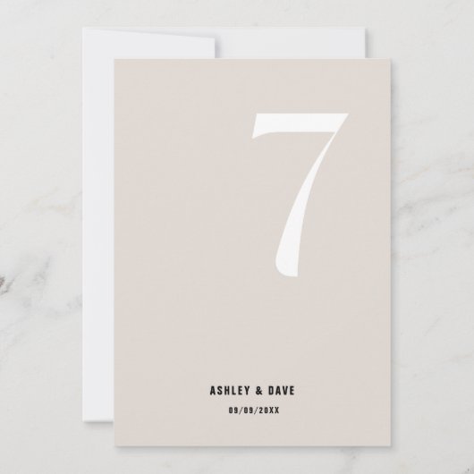 Tabel nummer 7 Vet Beige Trouwtafel nummer Kaart (Achterkant)