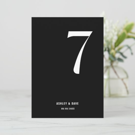 Tabel nummer 7 Vet Zwart Trouwtafel nummer Kaart (Staand voorkant)