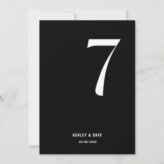 Tabel nummer 7 Vet Zwart Trouwtafel nummer Kaart (Achterkant)