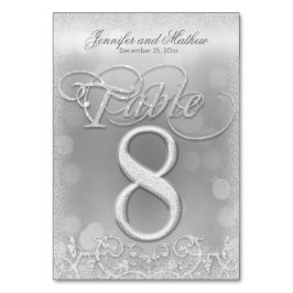 Tabel Nummer 8 Elegante zilveren faux glitter Kaart