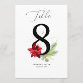 Tabel nummer 8 Gold Waterverf en feestdag botanisc Programmakaart (Achterkant)